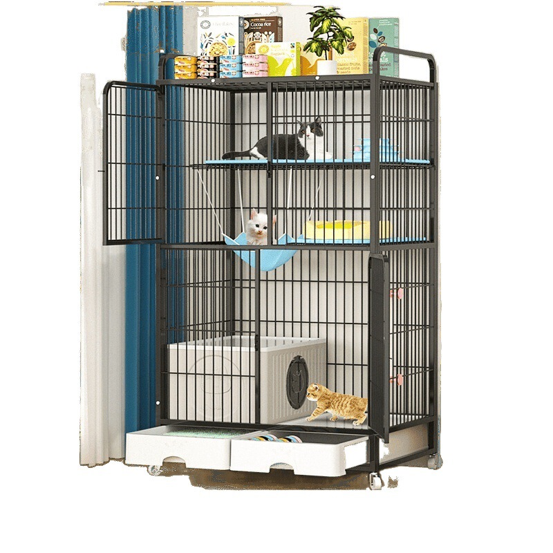 猫ケージ 家庭用屋内4階建て猫ケージヴィラ 特大フリースペース 大型トイレ一体型大型猫ハウス|undefined