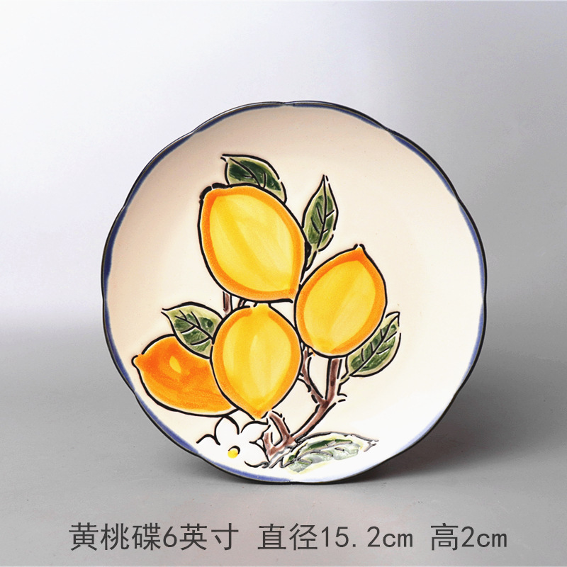 創意的な手描きの釉薬の下で色彩の陶磁器の皿の家庭用の野菜の皿の冷たい野菜の皿の果物のお菓子の皿の6寸は骨の皿のかすの皿を吐きます。|undefined