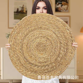 草编地毯家用圆形装饰地垫猫咪午休地垫玩具不掉屑猫咪磨爪板猫窝