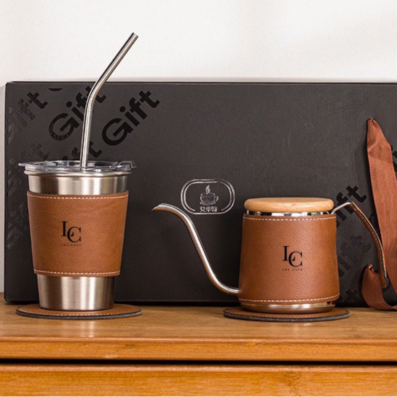 Kit de café de campamento al aire libre taza de agua cubierta de corcho aislante taza de café de acero inoxidable mano moca cafetera regalo