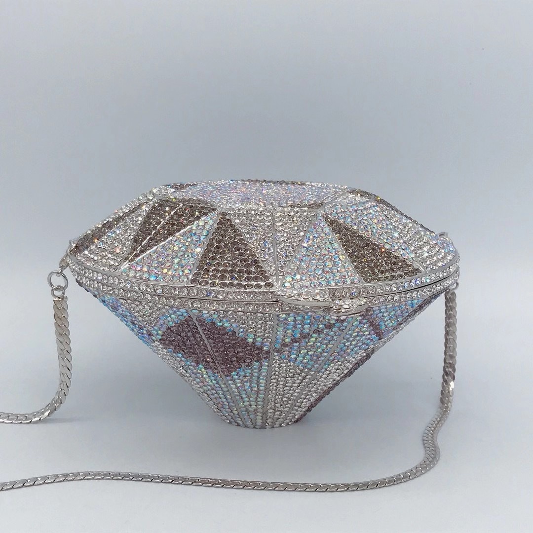 Bolsa de diamantes, bolsas de cena de diamantes metálicas, bolsas de banquete, bolsas de mujer, bolsas de fiesta