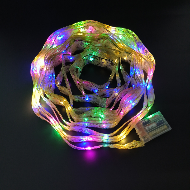 #D5-10米100灯3AA常亮带闪金色彩带彩灯