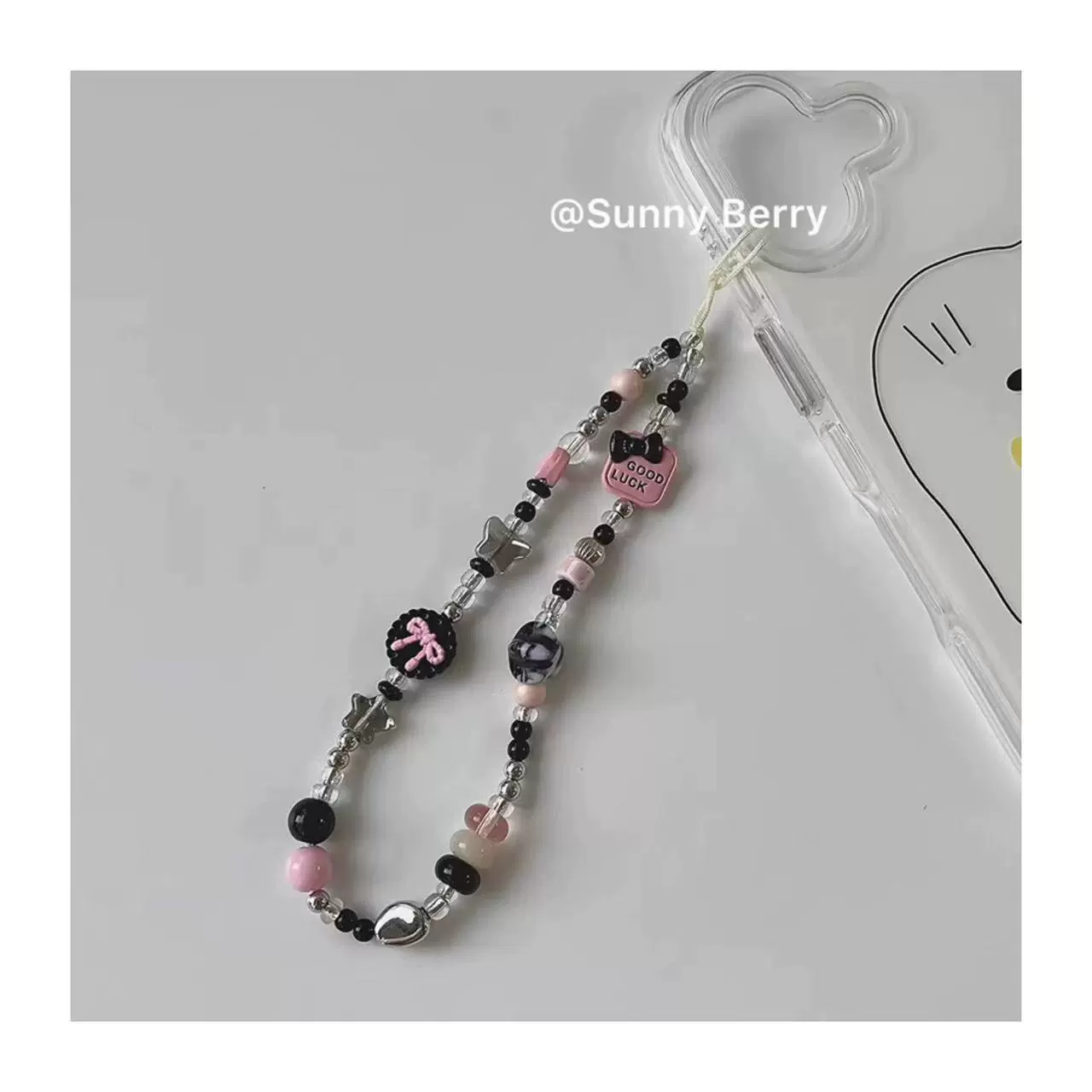 Beaded Phone Strap DIY, 12 cm Pendant with Bow Accent, Multi-use Camera & Mobile Charm