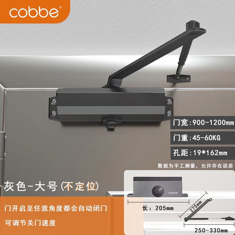 Gray door closer-uncertain position-large size