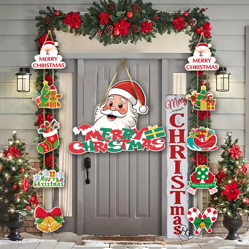 新品圣诞节装饰Merry Christmas场景派对氛围布置纸质创意小门挂|undefined