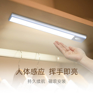 Ultra-thin magnetic led wine cabinet lamp aluminum alloy human body induction cabinet shoe cabinet wardrobe fill light aisle night light