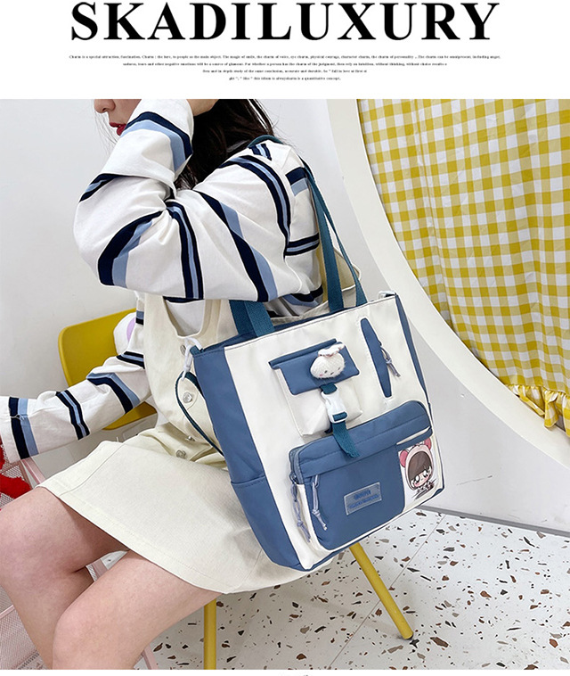 Canvas bag, large-capacity crossbody bag for women, Japanese and Korean version single-shoulder bag, student class tutorial bag, versatile ins trendy book undefined