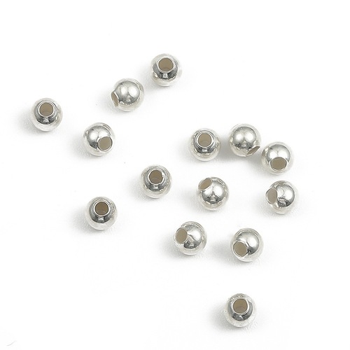 跨境925素银圆珠散珠圆形珠隔珠光珠珠子DIY饰品配件手工材料批发