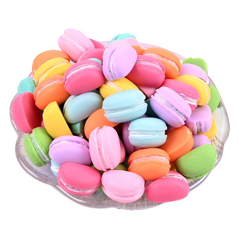 Simulación comida y juego de medio lado macaron resina accesorios de bricolaje pegamento de crema accesorios pequeños accesorios de bricolaje accesorios de resina accesorios pequeños