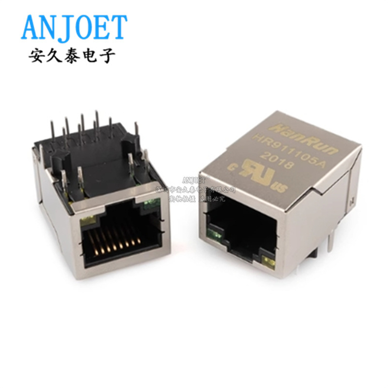 Rj45 Socket Hr911130C Hr911105A Gigabit/100M Network Port Ethernet Connector with Light