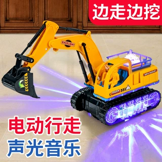 男孩电动声光挖掘机玩具夜市地摊货源万向行驶工程挖土机儿童