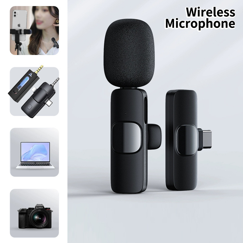 Microphone Clip-On Noise Reduction Live Broadcast Anchor Video Radio Microphone Mobile Phone Singing Clip-On Wireless Microphone