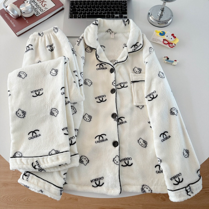珊瑚绒睡衣女冬天加绒可爱少女网红风秋冬季新款法兰绒家居服批发|undefined