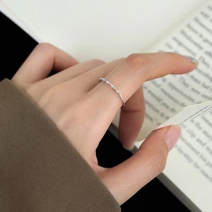 925 Silver -plated flash diamond ring niche high -level sensing finger finger ring ring ring, female light luxury vegetarian ring opening ring