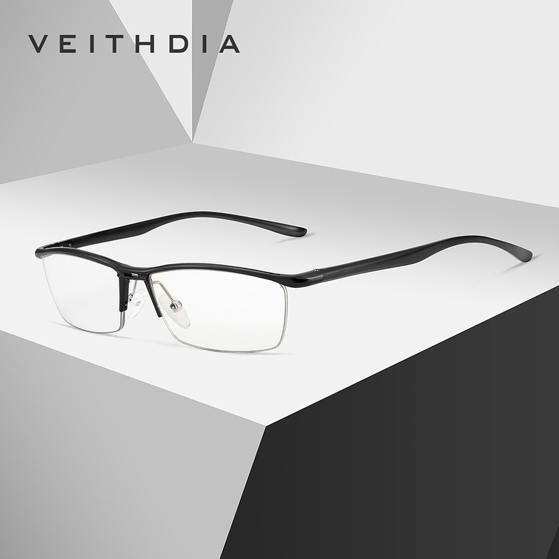 Aluminum-Magnesium Half-Frame Near-Proof Blue Light Vision Glasses Frame Men's Small Frame Square Simple Business Comfortable Ready Stock 8761