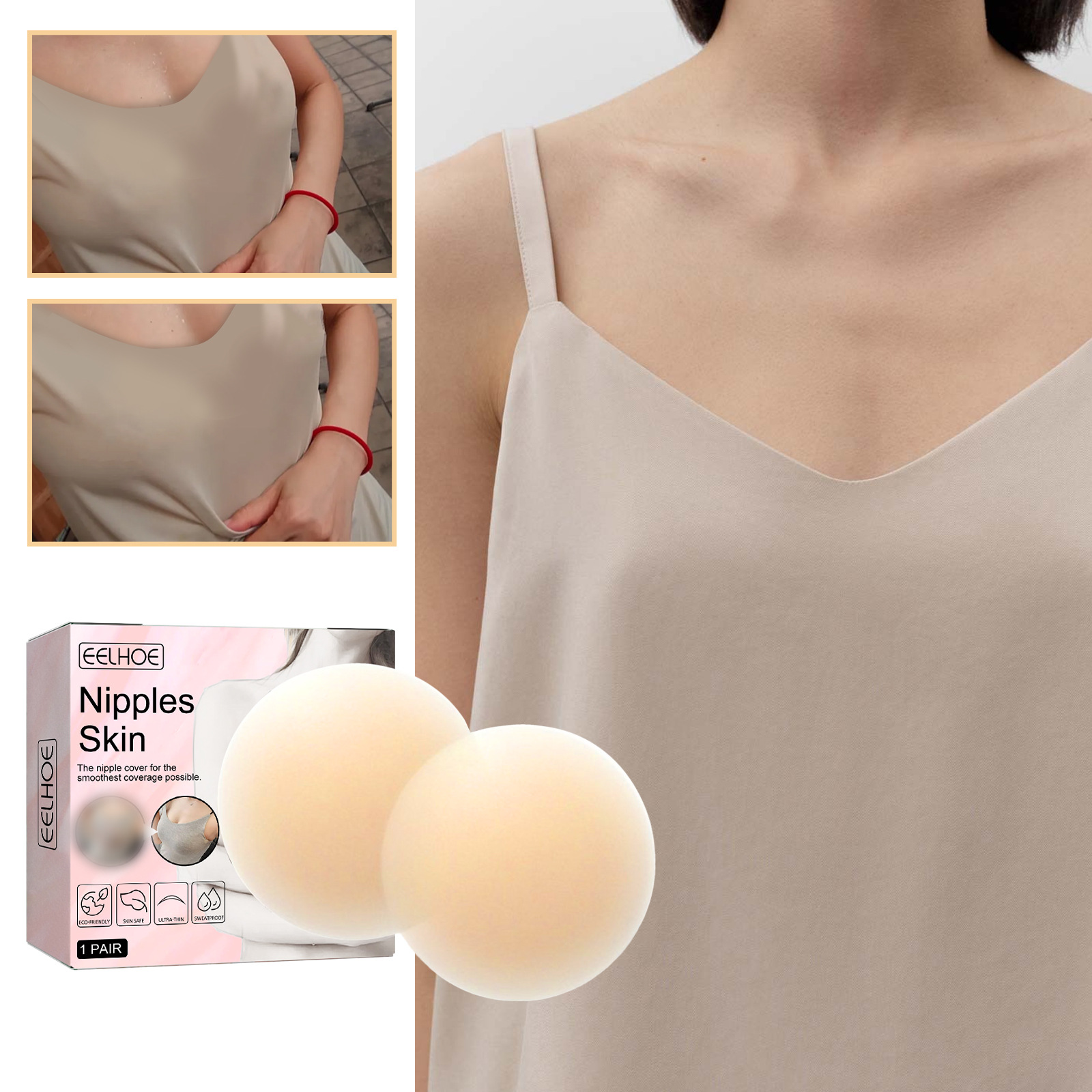 EELHOE silicone point chest patch with no trace, breathable, and converging anti protrusion points to_voghion.com