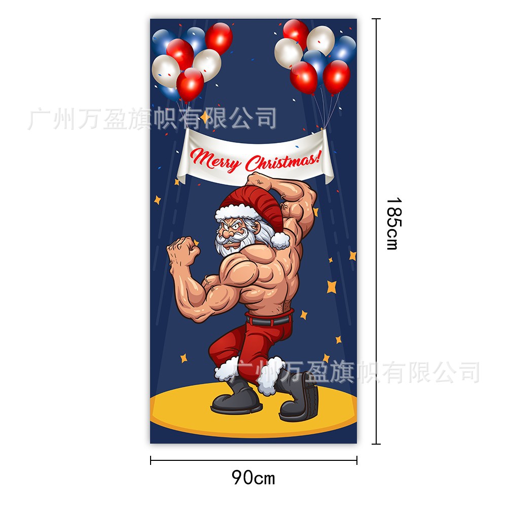 2025 nuevos productos de navidad cortina de bandera Santa Claus para ver la hoja de regalo decoración de tela colgante Bandera de bienvenida de Navidad