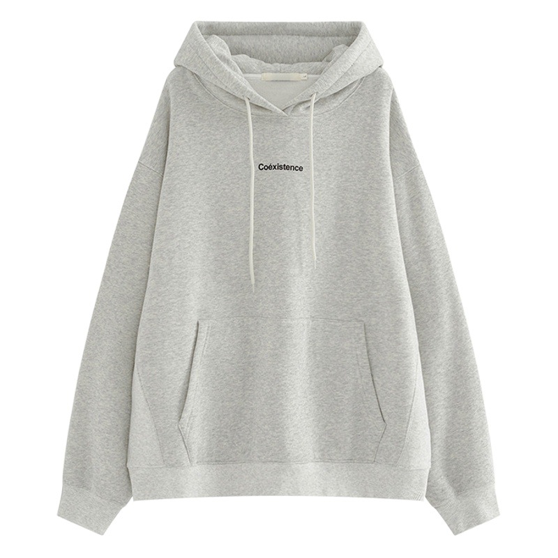 Suéter con capucha forrado de vellón para mujer Otoño e Invierno estilo coreano suelto nuevas mujeres INS pareja Estudiante ropa de mujer Sudeste Asiático Comercio exterior