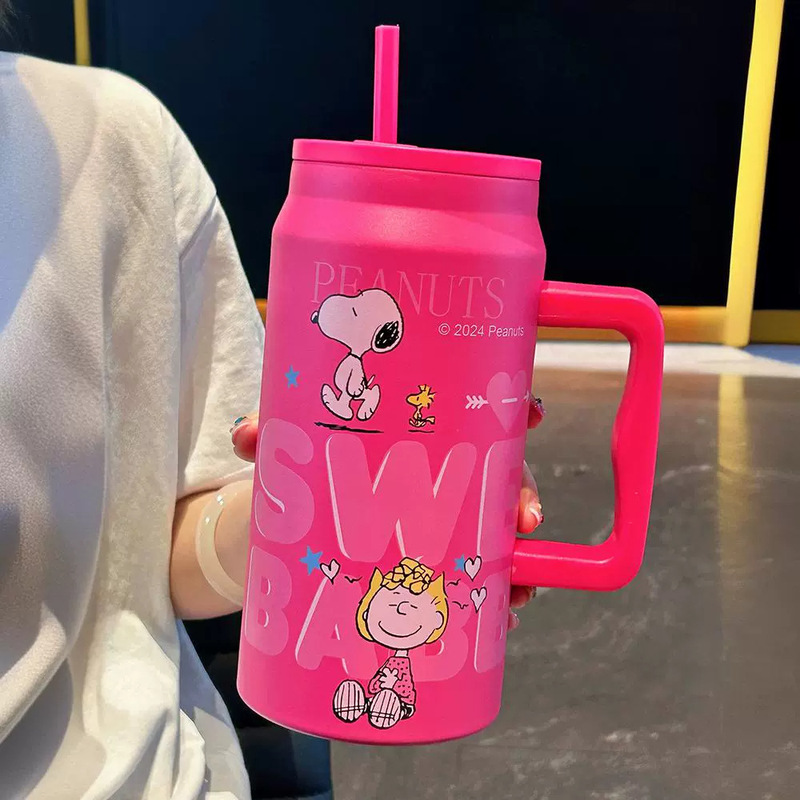 Snoopy Large-Capacity Ice Cup Stainless Steel Water Cup Giant Straw Cup High-Value Insulated Cup New Model Cup