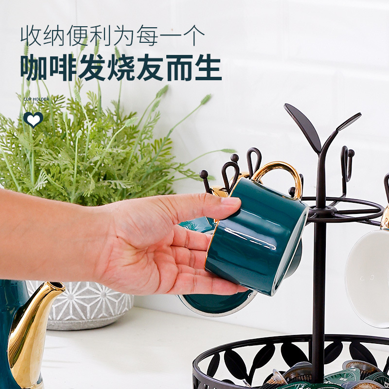 Placa de fruta multifuncional de doble capa de hierro de estilo europeo moderno plato de fruta seca creativa decoración de mesa de café en casa portavasos giratorio