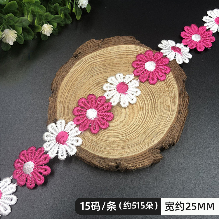 RY color encaje flores pequeñas accesorios hecho a mano bricolaje encaje correa lateral ropa cortina bordado tela material decoración