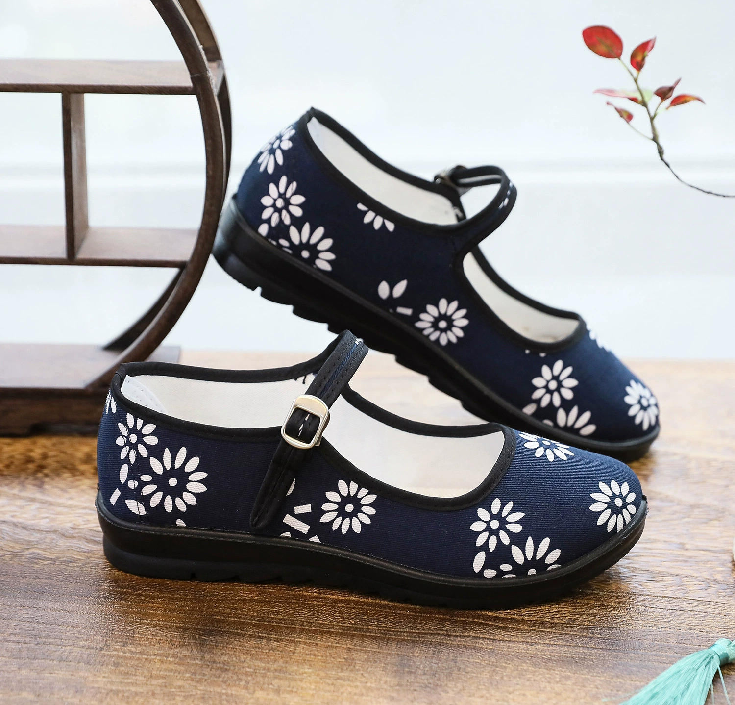 Полиуретановая женская обувь Melaleuca Sole, Повседневная модная материнская обувь с цветочным принтом, Old Beijing, Тканевая обувь