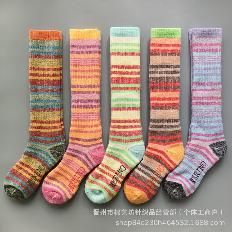 New Merino Wool Socks for Women, Thickeneded Cold-Proof and Warm Mountaineering Long Terry Knee-High Outdoor Sports Ski Socks