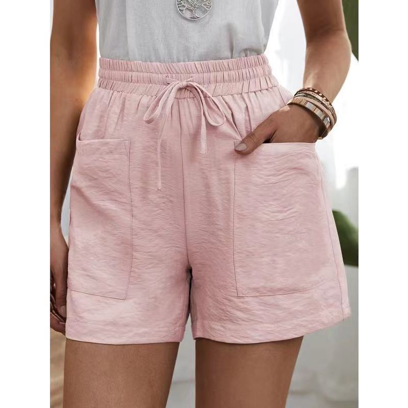 Mid Waist Waist Line Shorts Pants Type Daily Occasion Regular Fit Fit Type Women's Daily Casual Solid Color Shorts Patchwork Shorts