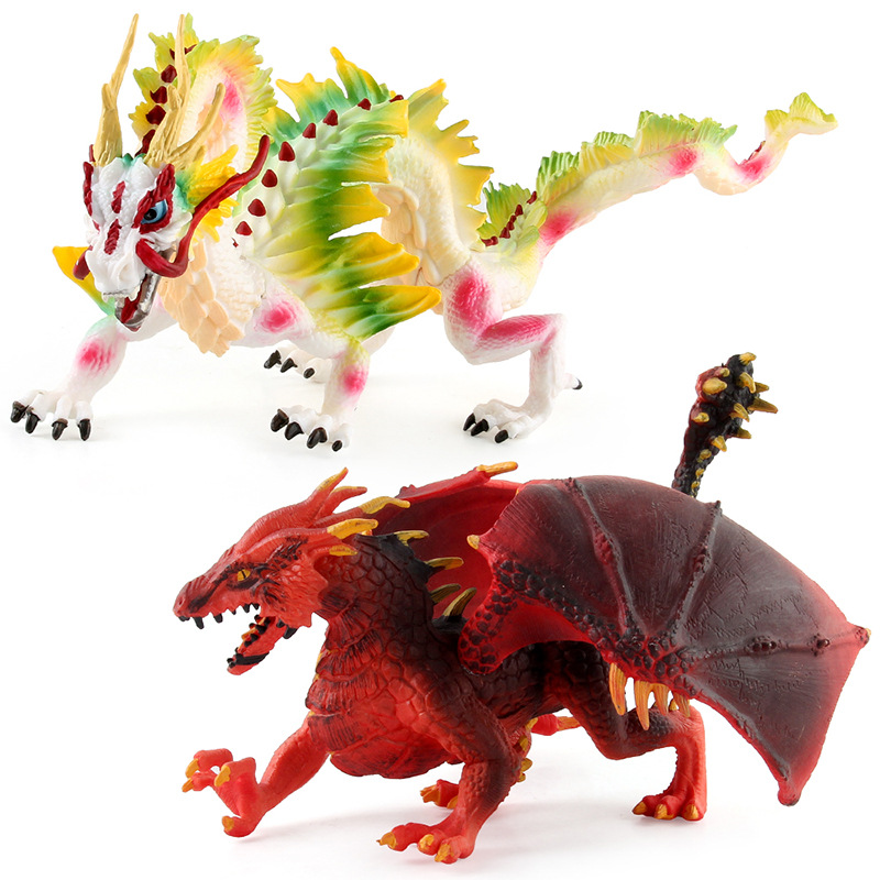 Simulación de exportación transfronteriza antiguo mito modelo de monstruo Dragón volador occidental lava Dragón Batalla Dragón bestia sólida adornos hechos a mano