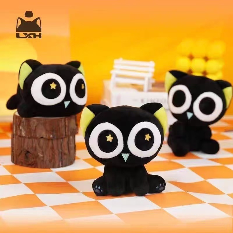 Luo Xiaohei's Story Plush Cat Pillow Toy, Big-Eyed Cat Doll, Cute Large Stuffed Toy, Wholesale