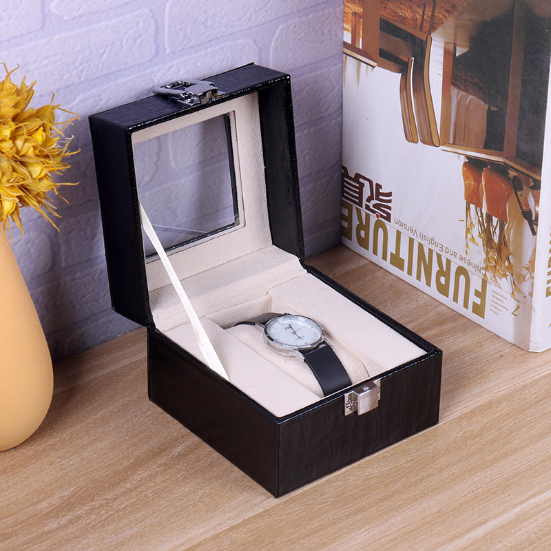 现货批发单只手表盒木质手表收纳盒一位手表盒黑色手表礼品盒