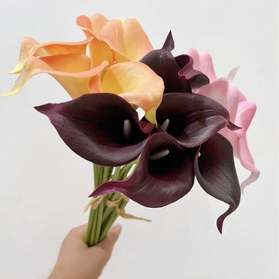 Wholesale Artificial Flowers with Sun Exposure, Calla Lily, Single Small Linear Flower Material, Pu Material, Simulated Calla Lily