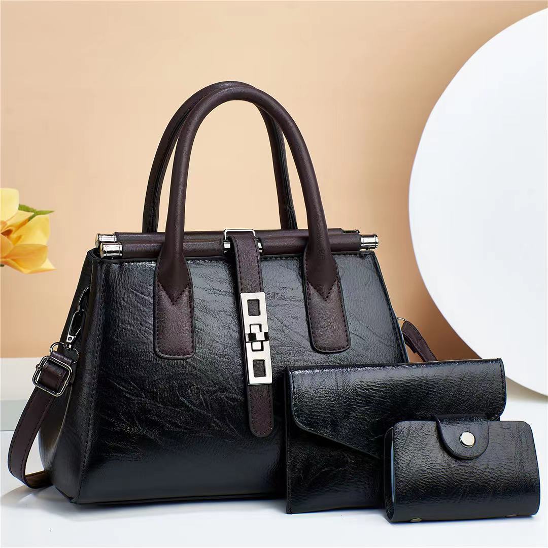 Simple crossbody bag for women, fashionable shoulder simple three piece set, portable mom bag, PU versatile, lightweight_voghion.com