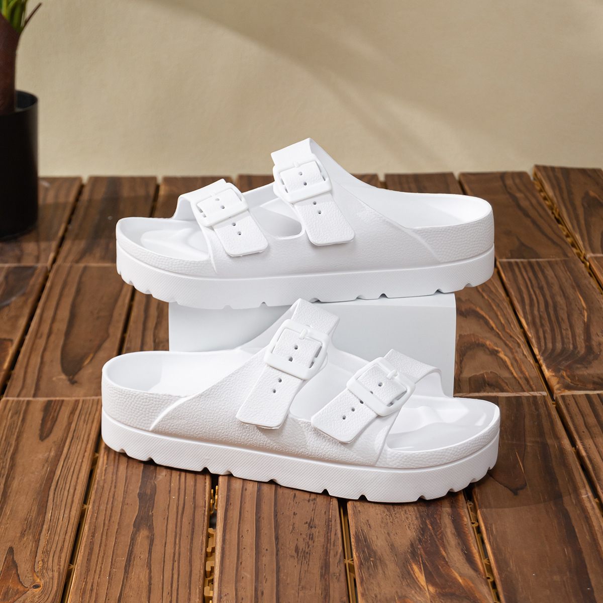Nuevas zapatillas eva multicolores, sandalias de plataforma para mujer, antideslizantes de todo fósforo, cómodas sandalias y zapatillas de playa con hebilla ajustable