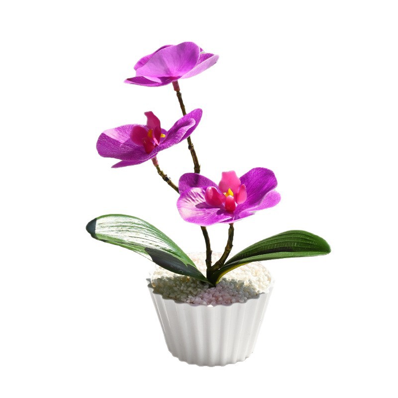 Tres flores pequeñas mariposa orquídea bonsai decoración creativa decoración interior de la sala de estar flores falsas flores artificiales en maceta