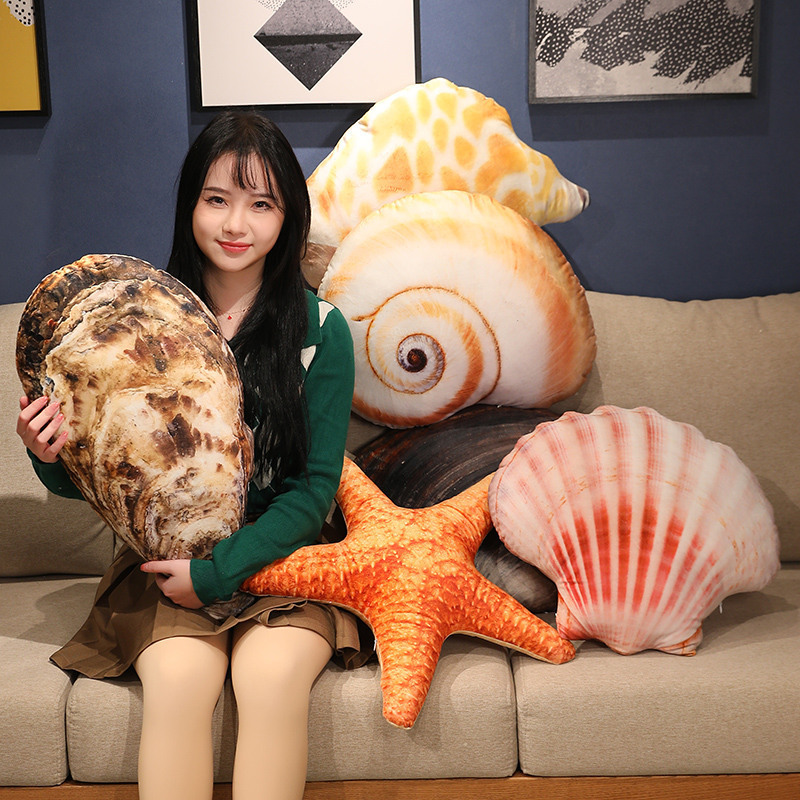 仿真生蚝河蚌海星贝壳抱枕海鲜毛绒玩具活动展示装饰海洋玩偶批发