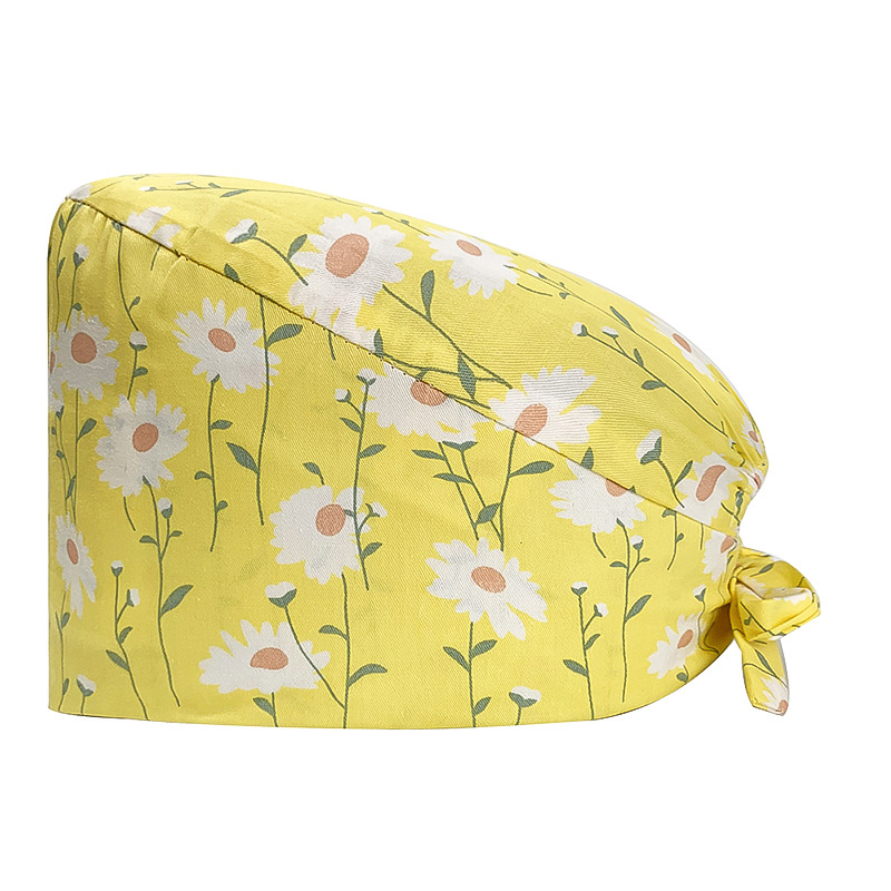 Gorro quirúrgico de algodón puro de las mujeres impreso ajustable calabaza tapa confinamiento quimioterapia a prueba de polvo puntera enfermera trabajo sombrero hombres