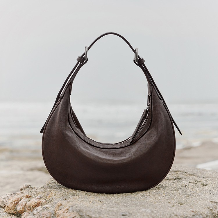 New Hot-Selling Cross-Border Vegetable Tanned Leather Crescent Hobo Bag Retro Genuine Leather Shoulder Underarm Bag Women's Versatile Crossbody Bag