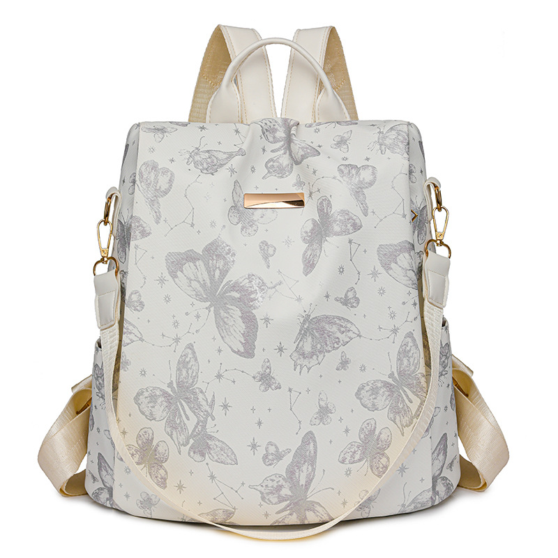 Mochila antirrobo para mujer 2024 otoño nueva mochila de cuero suave para mujer impresión de moda mochila de viaje de gran capacidad marea