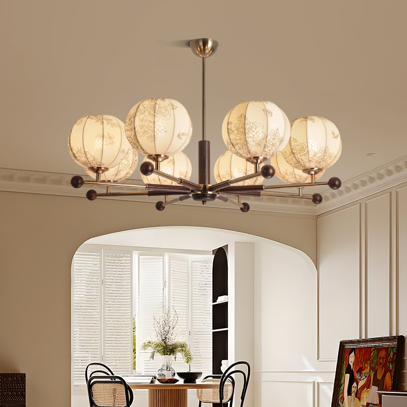 Lámpara de la sala de estar francesa medieval nuevo Nanyang vidrio de madera maciza retro simple creativo caqui atmósfera lámpara 194L