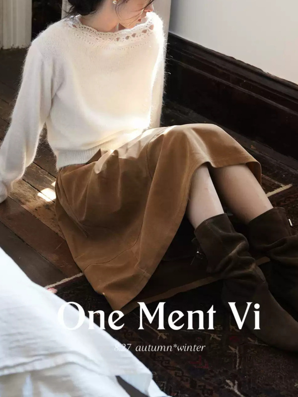One ment VI六合一 法式朦胧羊驼毛手工钩花斜肩针织罩衫毛衣女|undefined
