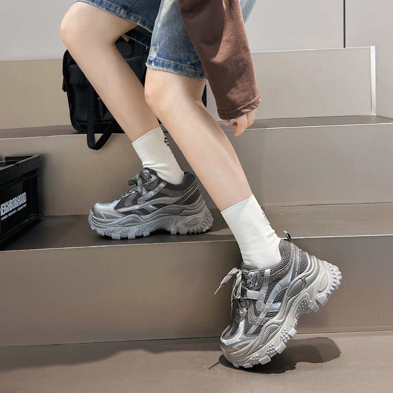 欧洲站厚底镶钻老爹鞋女2025秋新款真皮透气小个子增高休闲运动鞋|undefined