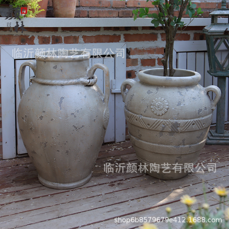 vasijas de cerámica europea antiguo maceta de cerámica roja jardín al aire libre maceta verde jardín de estilo romano jardín paisaje decoración maceta de cerámica grande