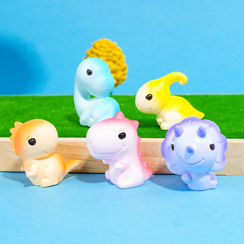 Linda muñeca de dinosaurio adorno de resina de micro paisaje adorno de mesa de dibujos animados coche decoración creativa artesanía