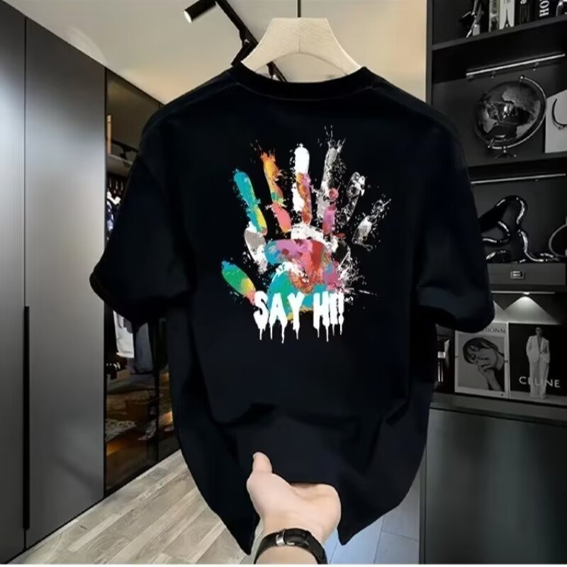 アメリカのトレンディなブランド純綿メンズラウンドネック半袖Tシャツメンズ服夏の新しいルーズ半袖カジュアルトップ|undefined