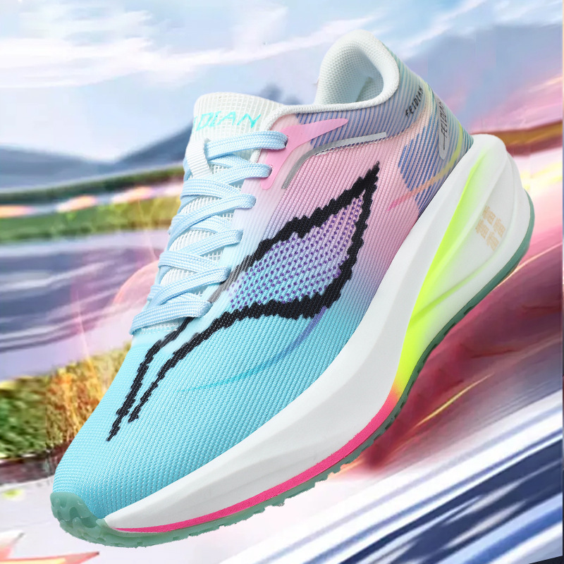 Flying electricidad 5c hombres y mujeres de alta calidad al aire libre ventilado placa de carbono de malla de soporte de conejo rojo zapatos deportivos ociosos para correr zapatos