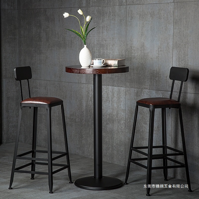 Simple Bar Chair High Chair Bar Chair High Stool Iron Home Backrest Bar Table and Chair Combination High Chair