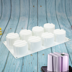 新款8連條紋圓柱硅膠蛋糕模具 DIY西點巧克力慕斯模烘焙工具批發