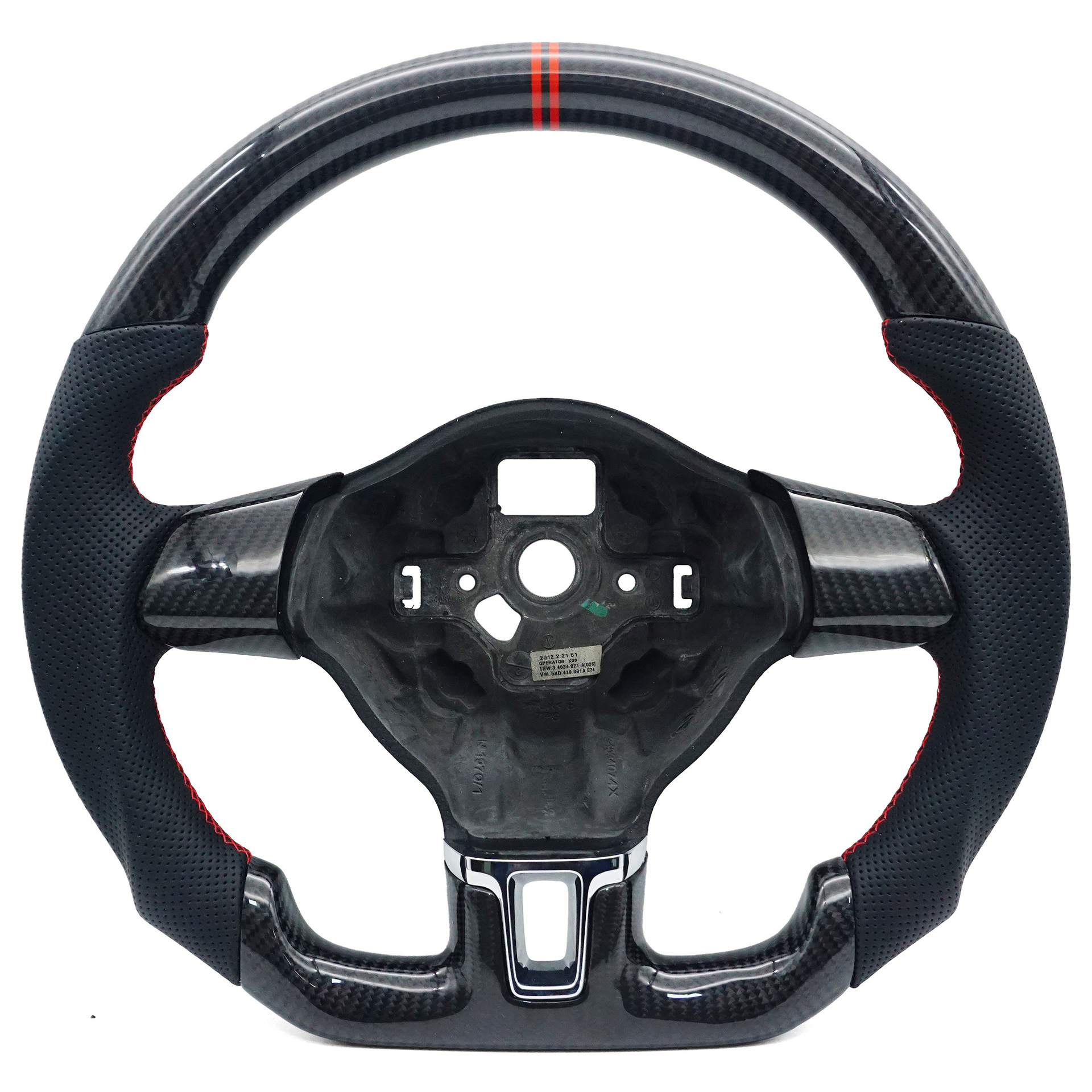 Suitable for Volkswagen Golf 6 Golf Mk6 Carbon Fiber Semi-Perforated Red Line Dual Red Centering Mark Steering Wheel