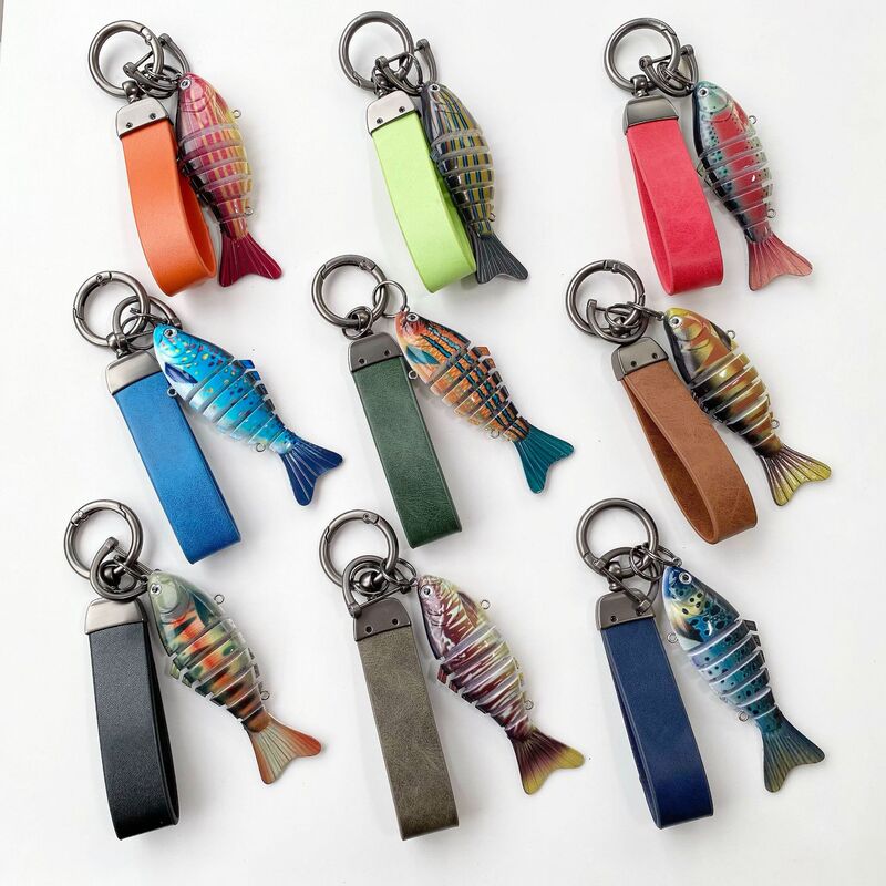 Fish Keychain Bionic Fish Lure Keychain Trendy Brand Car Creative Gift Multi-Section Fish Bag Pendant Fish Keychain Bionic Fish Lure Keychain Trendy Brand Car Creative Gift Multi-Section Fish Bag Pendant